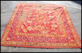 A very large vintage Kelim weave floor rug. Measures 305cm long x 305cm wide.