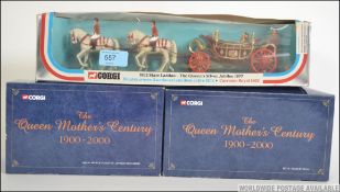 2 boxed Corgi die cast buses to include Queen Mother issue No 35010 & Centenary 36712 together with