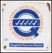 A vintage enamel advertising sign for the English Tourist Board British Graded Holiday Parks.