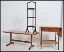 A collecion of items to include a retro coffee table,