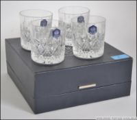 A cased set of four Stuart cut glass crystal tumblers,