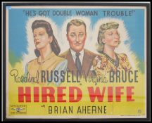 A vintage 1940's film poster ' Hired Wife ' - He's got Woman Trouble - starring Brian Aherne 1940.