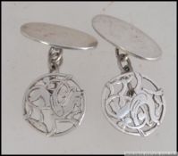 A pair of Scottish gentlemans silver hallmarked cufflinks having Edinburgh assay office marks.