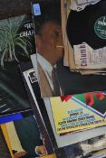 A collection of vintage vinyl LP records.