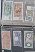 A collection of vintage and retro bank notes dating from the late 19th century to include notes