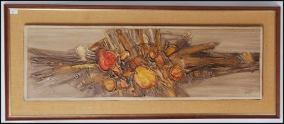 A large unusual wall hanging framed / mounted troika inspired sculpture dating to the mid century