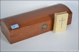 A Chinese leather cased dome top glove box with lined interior together with an early 20th century