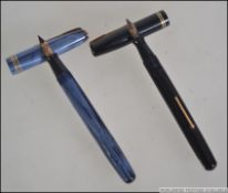 A rare blue mottled marble effect Waterman's No 513 14ct gold nib lever filler fountain pen