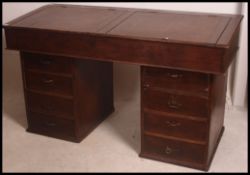 A 19th century large mahogany GWR railway station double hinged pedestal clerks desk from GWR Neath