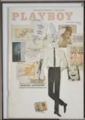 A framed and glazed vintage issue of Playboy magazine - unknown date with front marked for 60cents