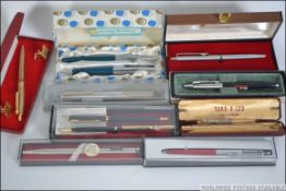 A collection of vintage 20th century pens still in the original presentation box to include Conway