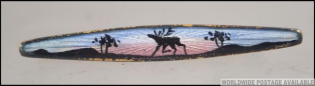A David Andersen Scandinavian silver 925 enamel tie clip with scene of deer with Northern Lights
