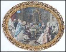 A stunning 20th century large oval Gilt molded plaster rococo picture frame having a classical