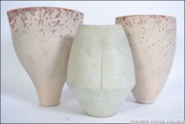 A group of three pieces of stunnig Studio pottery vases.