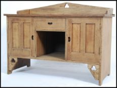 An Edwardian oak and tile top washstand cabinet - sideboard.