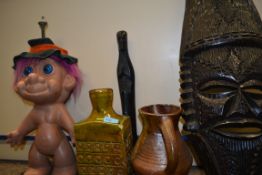 A studio pottery lamp base in the manner of Troika signed to the base Avril Chorley along with