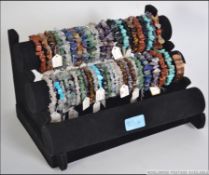 A good collection of 20th century / contemporary agate stone set bracelets to include turquoise etc.