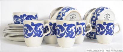 A stunning 20th century retro blue and white Royal Cauldon Bristol Ironstone breakfast set in the '