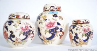 A Masons Ironstone Mandalay set of 3 Graduated Ginger Jars,
