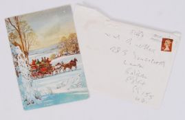 CHRISTMAS CARD: An original Christmas Card sent by Reg Kray to his friend Dene.