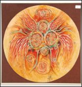 A mid century Margo Ammon Bailey rare art pottery lava wall art tile plaque of mid century atomic