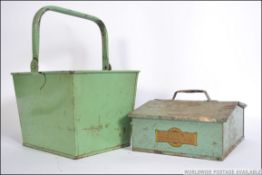 A stunning vintage / retro painted 20th century tin shoe shine / cleaning box along with a vintage