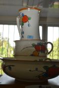 A 1930's Crown Ducal ceramic bathroom set comprising jug and bowl,