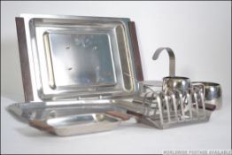 A collection of Danish Stainless steel to include : NORD steel meat carving dish / plate ,