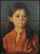 A large gilt framed retro kitsch print of a crying young girl signed by by Giovanni Bragolin (