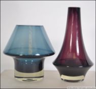 Two retro 1960's pieces of Scandinavian studio art glass by Riihimaen Lasi of Finland by designers