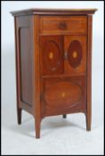 An Edwardian mahogany inlaid cabinet - room gramaphone of pedestal form raised on tapered supports