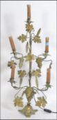 A early to mid 20th century French brass five point candelabra style electric grape and vine