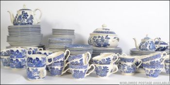 An extensive collection of blue and white china to include dinner and tea services.