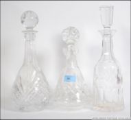 A collection of 3 20th century good quality Waterford cut crystal glass decanters complete with the