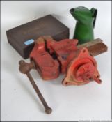 A vintage Tap and Die set in original box along with a vintage Record No 74 vice along with a