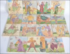 A collection of 15 Aesop's fabels ceramic tiles,