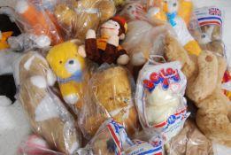 A large collection of mostly 1970s vintage teddy bears most in original packaging.