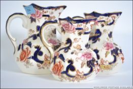 A Masons Ironstone Mandalay set of 3 Graduated jugs,