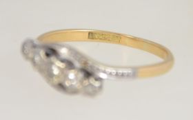 An 18ct gold and diamond ladies 5 stone granulated ring. The diamonds approx 20pnts.