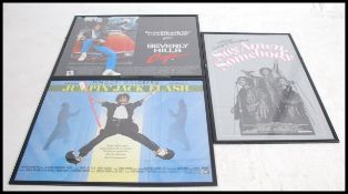 3 framed and glazed cinema poster to include Beverley Hills Cop, Jumpin Jack Flash,