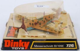 DINKY: An original vintage Dinky diecast model plane 726 Messerschmitt BF109E in Desert Camouflage.