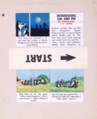 TV COMIC ORIGINAL ARTWORK: A rare original c1951 Hulton Press ' Esk And Mo ' Penguins artwork from