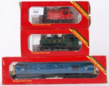 HORNBY: A collection of three Hornby 00 gauge railway trainset boxed locomotives to include;