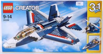 LEGO: An original Lego Creator set 31039 Blue Power Jet.