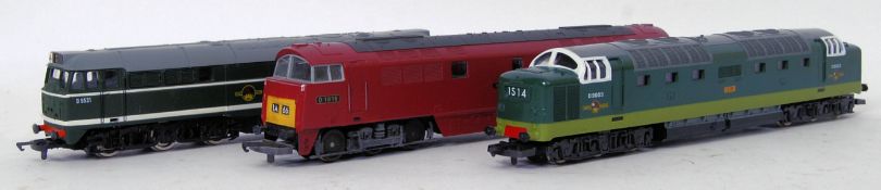LIMA: A collection of 3x Lima Railways loose railway trainset locomotives, all 00 gauge; D9003 Meld,
