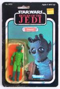 STAR WARS: An original vintage Star Wars 77 Back carded action figure of ' Greedo .' Mint on card.