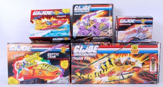GI JOE: A good collection of 5x Hasbro made GI Joe action figure playsets and vehicles - all within