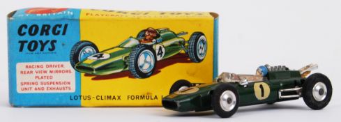 CORGI: An original vintage Corgi Toys diecast model No. 155 Lotus Climax Formula 1 Racing Car.