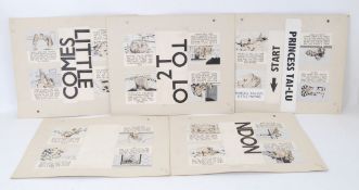 TV COMIC ORIGINAL ARTWORK: A collection of 5x rare original c1951 Hulton Press ' Princess Tai Lu '