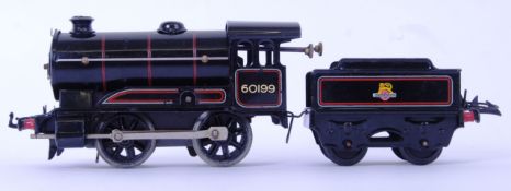 HORNBY: An original vintage tinplate Hornby 0 gauge clockwork railway trainset locomotive and